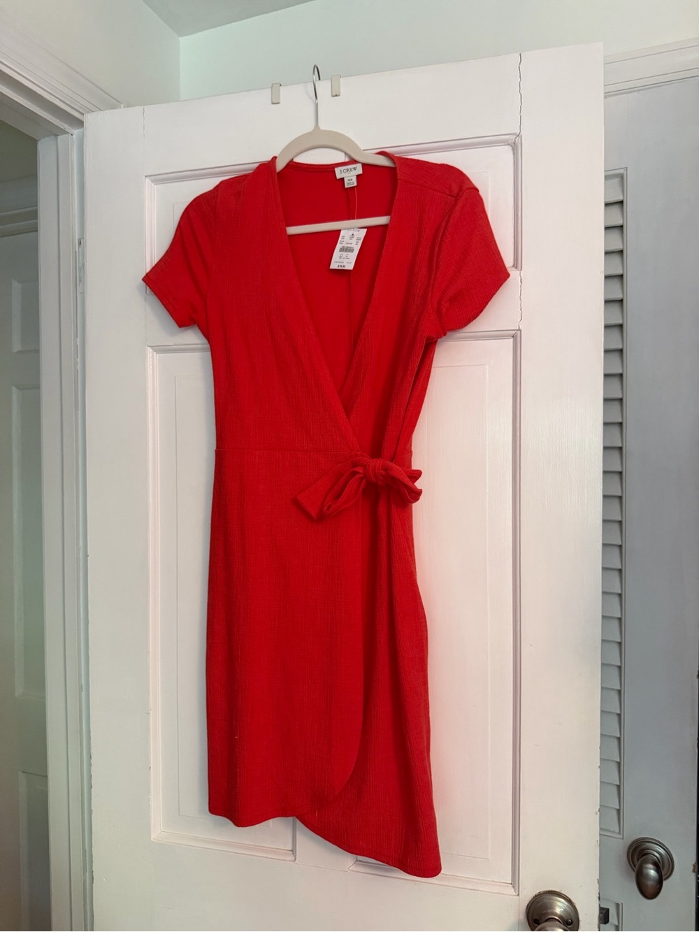 J. Crew Factory Red Short Wrap Dress with Tie Waist
